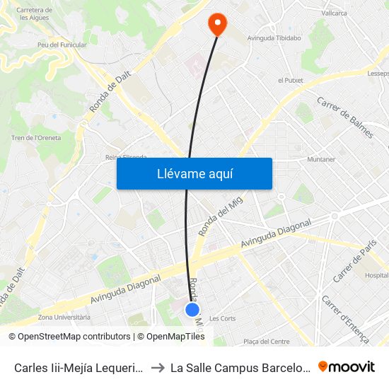 Carles Iii-Mejía Lequerica to La Salle Campus Barcelona map