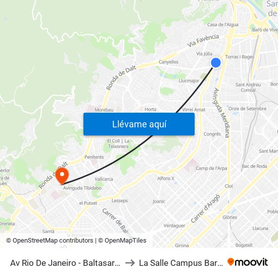 Av Rio De Janeiro - Baltasar Gracián to La Salle Campus Barcelona map