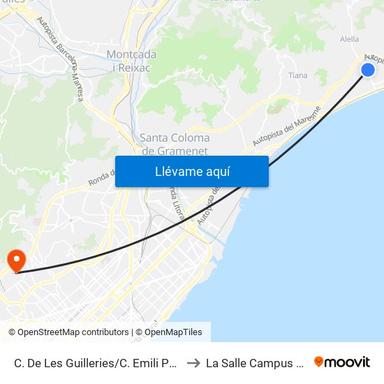 C. De Les Guilleries/C. Emili Polit (Benzinera) to La Salle Campus Barcelona map