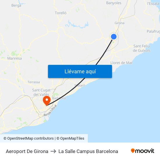 Aeroport De Girona to La Salle Campus Barcelona map