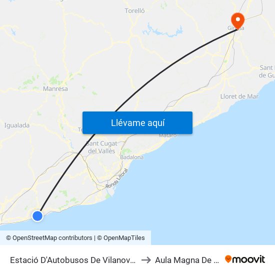 Estació D'Autobusos De Vilanova I La Geltrú to Aula Magna De La Udg map