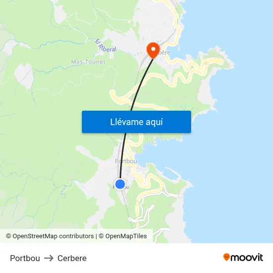Portbou to Cerbere map