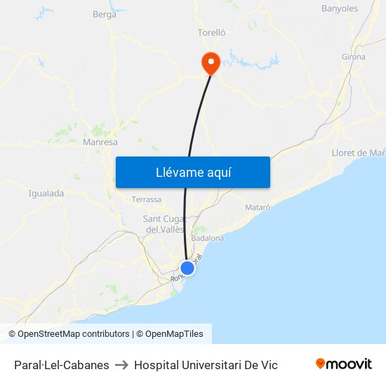 Paral·Lel-Cabanes to Hospital Universitari De Vic map