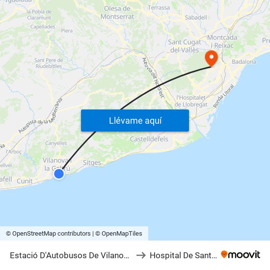 Estació D'Autobusos De Vilanova I La Geltrú to Hospital De Sant Llàtzer map