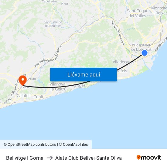 Bellvitge | Gornal to Alats Club Bellvei-Santa Oliva map