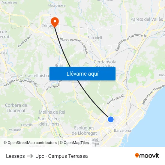 Lesseps to Upc - Campus Terrassa map