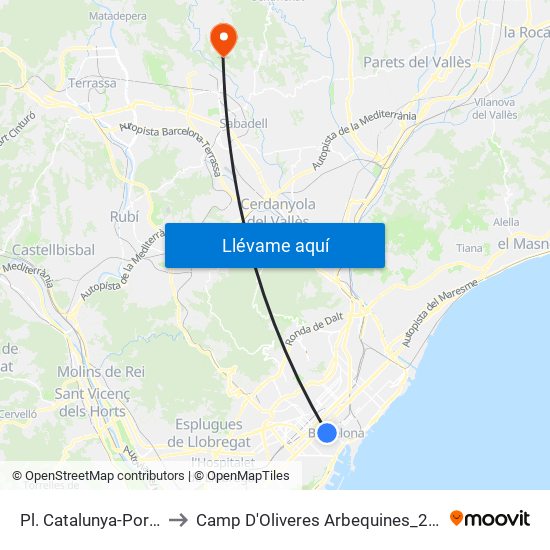 Pl. Catalunya-Portal De L'Àngel to Camp D'Oliveres Arbequines_2019 (Antic Aeròdrom) map