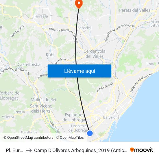 Pl. Europa to Camp D'Oliveres Arbequines_2019 (Antic Aeròdrom) map