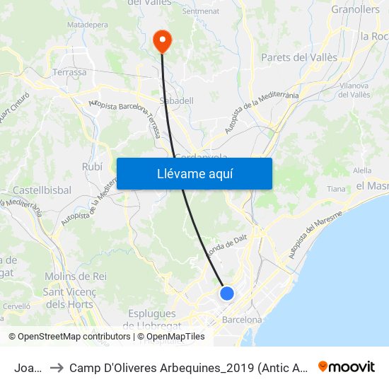 Joanic to Camp D'Oliveres Arbequines_2019 (Antic Aeròdrom) map
