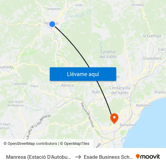 Manresa (Estació D'Autobusos) to Esade Business School map