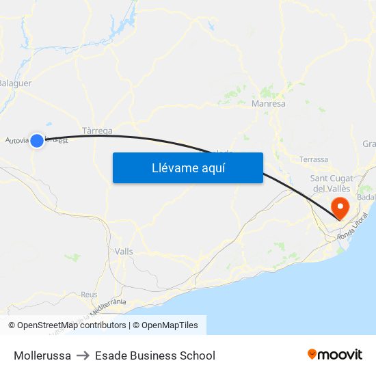 Mollerussa to Esade Business School map