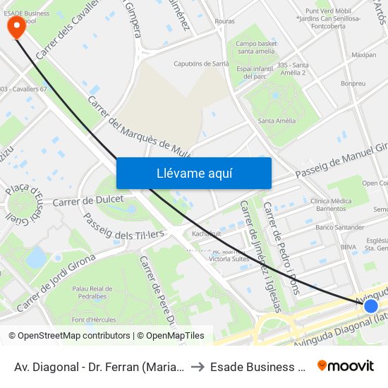 Av. Diagonal - Dr. Ferran (Maria Cristina) to Esade Business School map