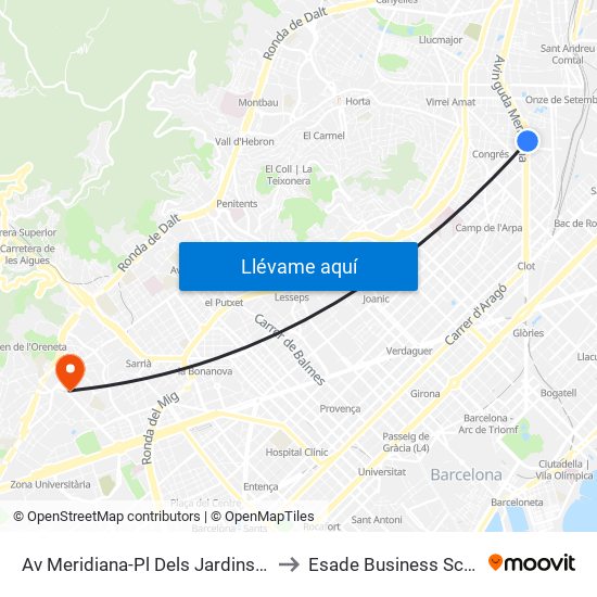 Av Meridiana-Pl Dels Jardins D'Elx to Esade Business School map