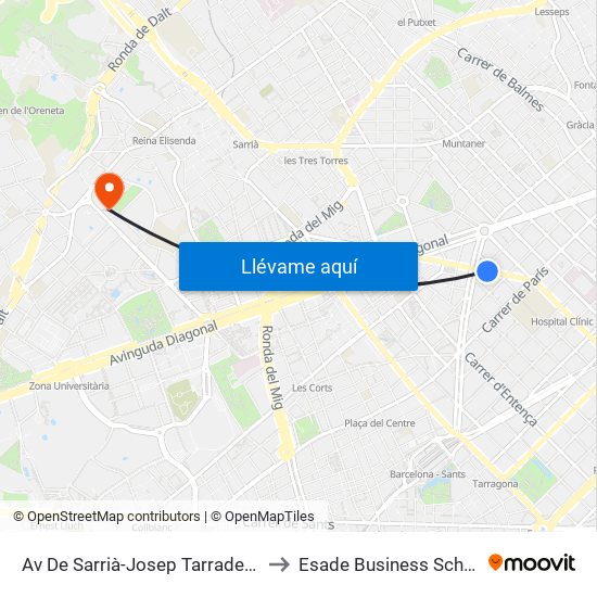 Av De Sarrià-Josep Tarradellas to Esade Business School map