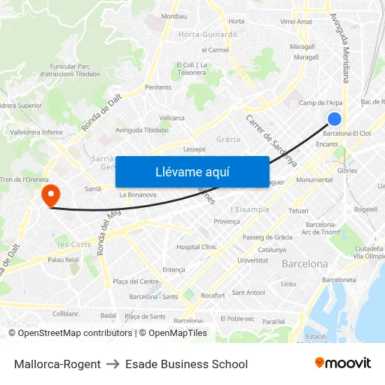 Mallorca-Rogent to Esade Business School map