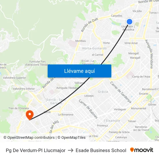 Pg De Verdum-Pl Llucmajor to Esade Business School map