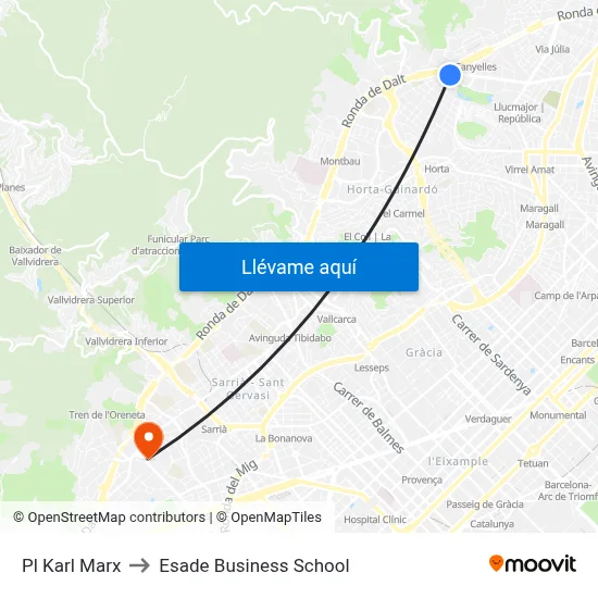 Pl Karl Marx to Esade Business School map