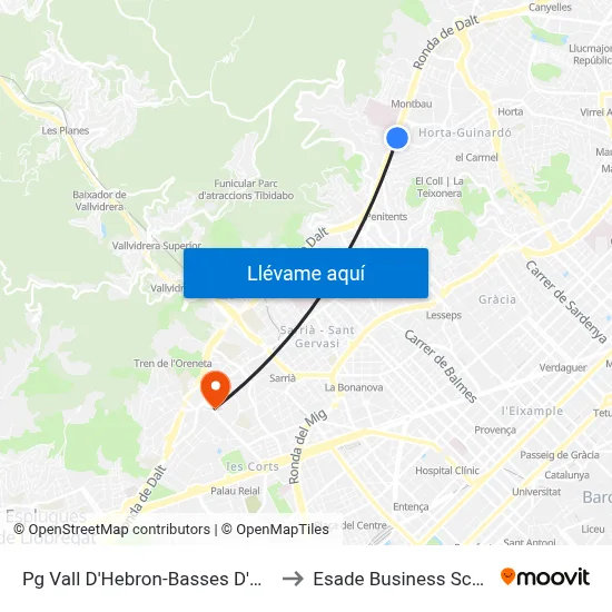 Pg Vall D'Hebron-Basses D'Horta to Esade Business School map