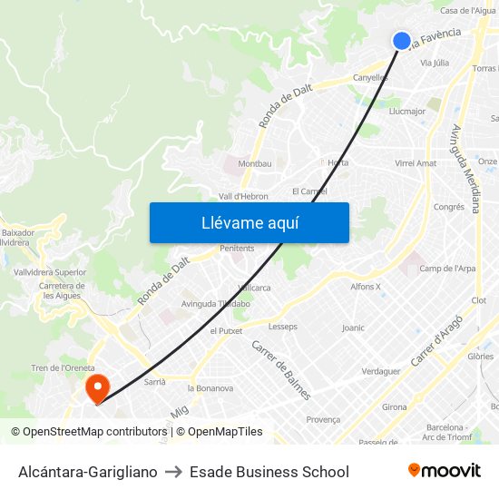 Alcántara-Garigliano to Esade Business School map