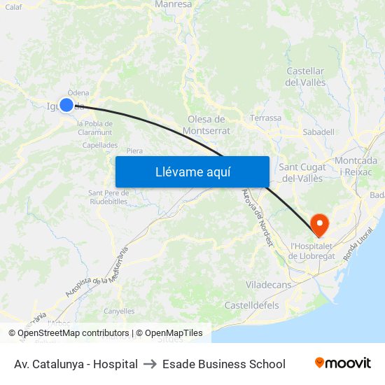 Av. Catalunya - Hospital to Esade Business School map