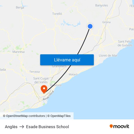 Anglès to Esade Business School map