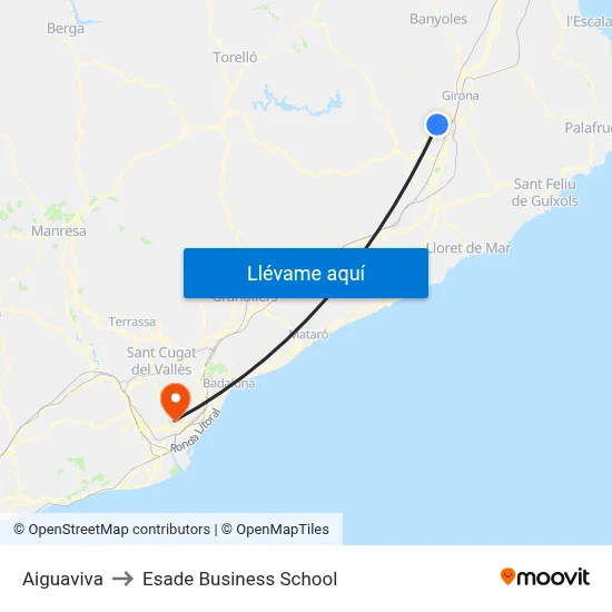 Aiguaviva to Esade Business School map