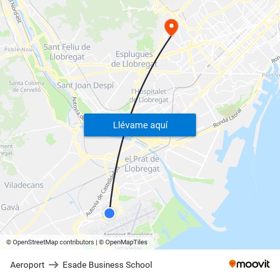 Aeroport to Esade Business School map