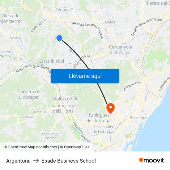 Argentona to Esade Business School map