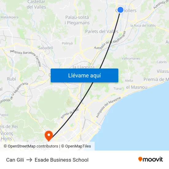 Can Gili to Esade Business School map