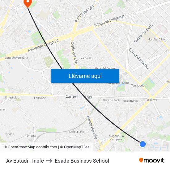 Av Estadi - Inefc to Esade Business School map