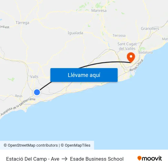 Estació Del Camp - Ave to Esade Business School map