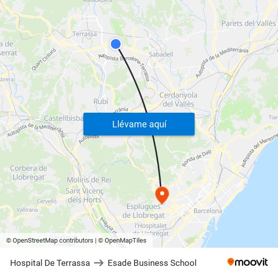 Hospital De Terrassa to Esade Business School map