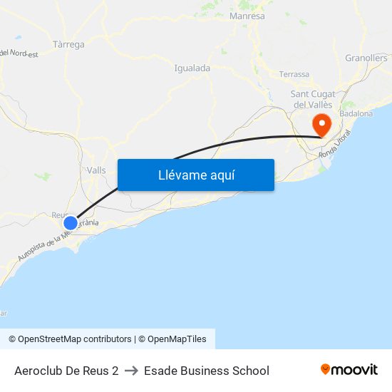 Aeroclub De Reus 2 to Esade Business School map