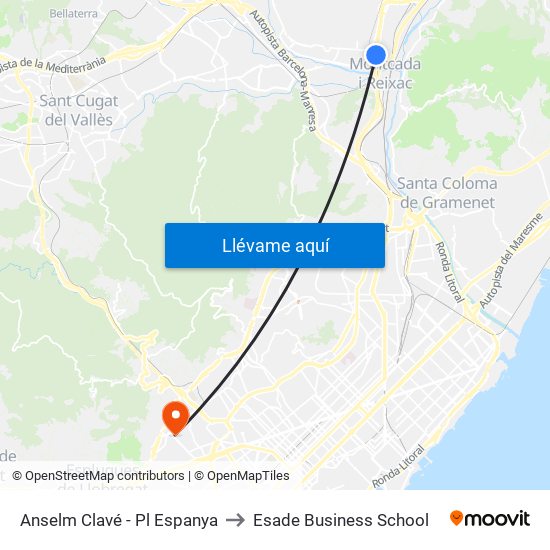 Anselm Clavé - Pl Espanya to Esade Business School map