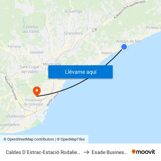 Caldes D´Estrac-Estació Rodalies De Catalunya to Esade Business School map