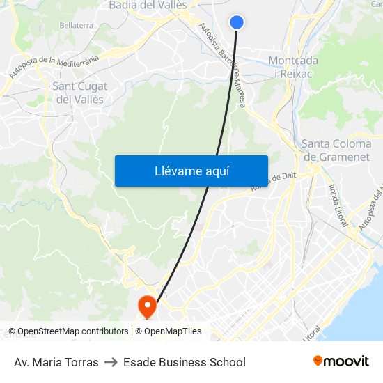 Av. Maria Torras to Esade Business School map