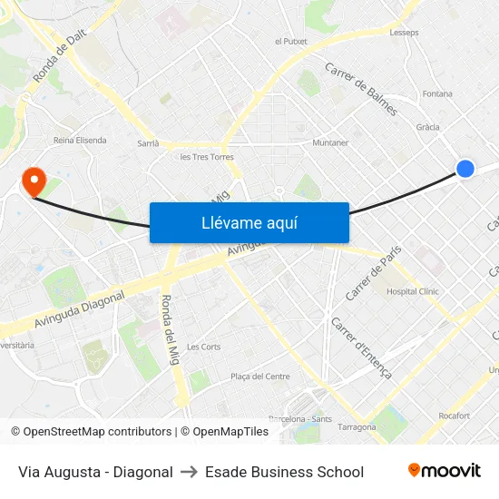 Via Augusta - Diagonal to Esade Business School map