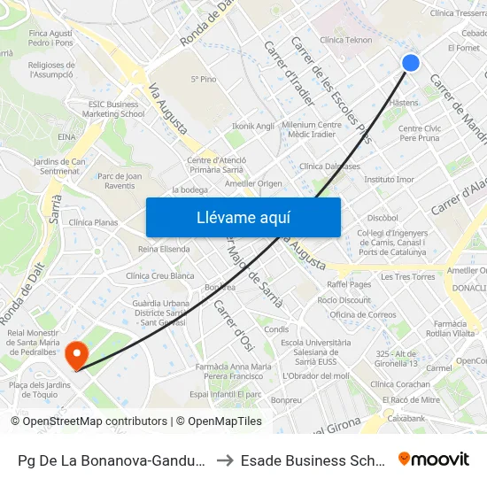 Pg De La Bonanova-Ganduxer to Esade Business School map