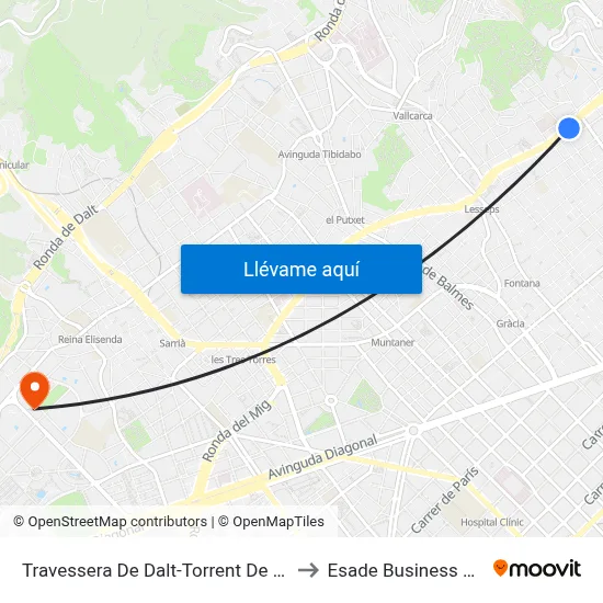 Travessera De Dalt-Torrent De Les Flors to Esade Business School map