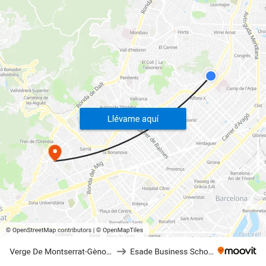 Verge De Montserrat-Gènova to Esade Business School map