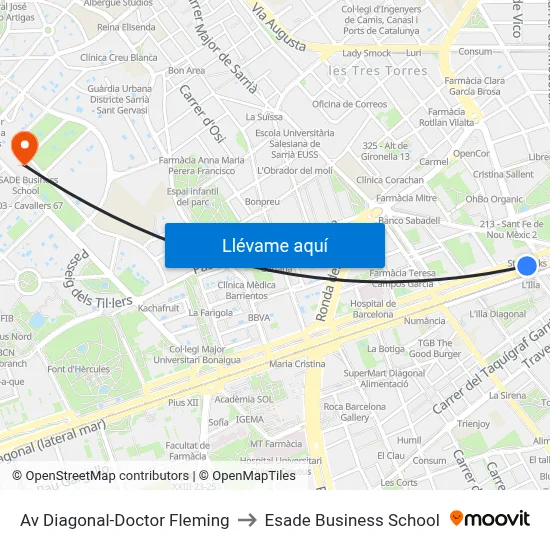 Av Diagonal-Doctor Fleming to Esade Business School map