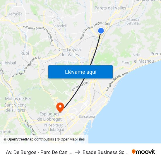Av. De Burgos - Parc De Can Mulà to Esade Business School map