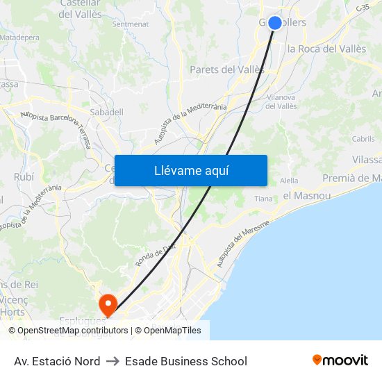 Av. Estació Nord to Esade Business School map