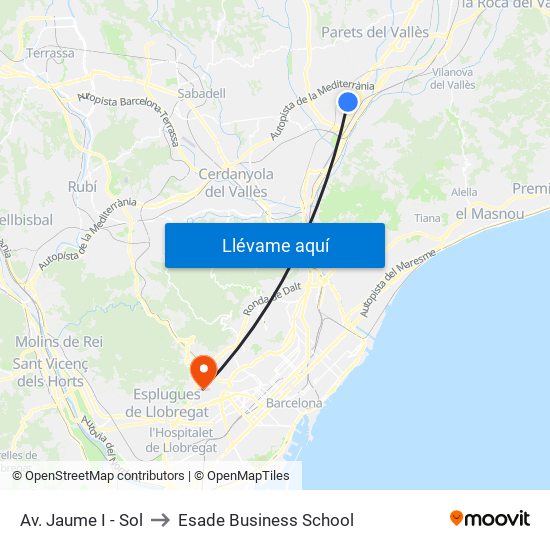 Av. Jaume I - Sol to Esade Business School map