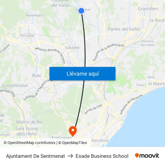 Ajuntament De Sentmenat to Esade Business School map