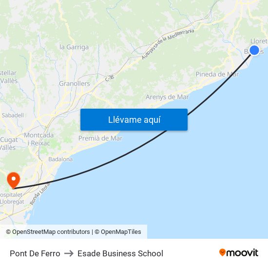 Pont De Ferro to Esade Business School map