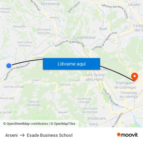 Arseni to Esade Business School map