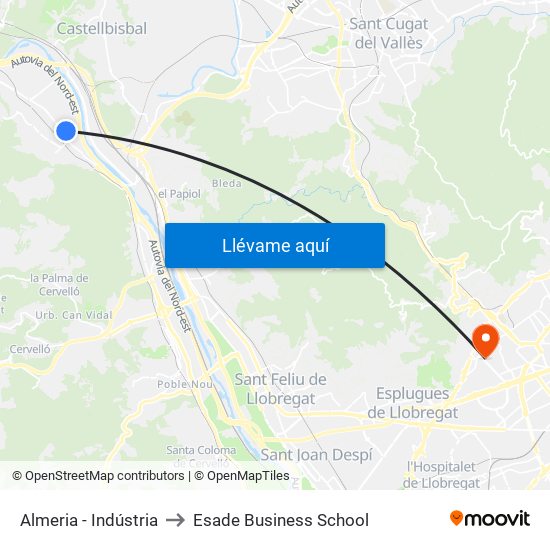 Almeria - Indústria to Esade Business School map