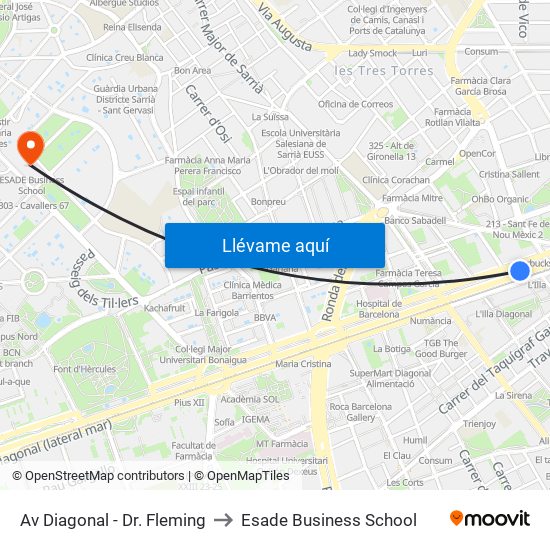 Av Diagonal - Dr. Fleming to Esade Business School map