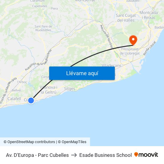 Av. D'Europa - Parc Cubelles to Esade Business School map